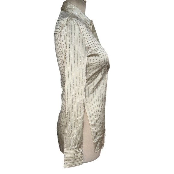 SOLD OUT ALEXANDER WANG Crystal Hotfix Shirt in Bone 0 New Womens Button Down - Picture 6 of 16